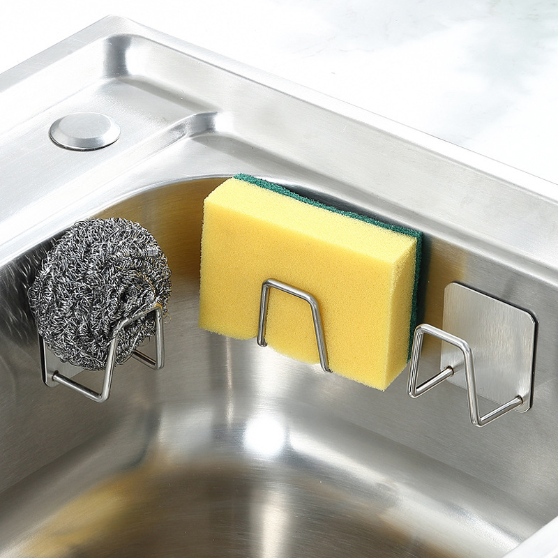 速发不锈钢海绵置物架房打孔家用厨水用品水池钢丝球百洁洗碗布沥