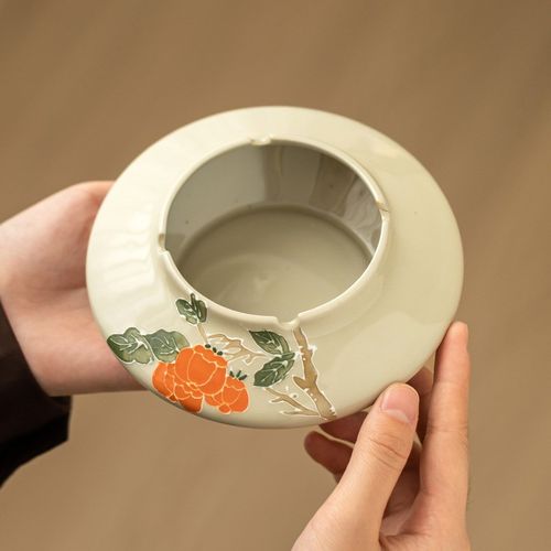 速发优格创意陶瓷烟灰缸高档轻柿家用柿奢如意防飞灰烟缸办用室公