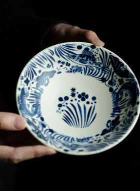 速发壶承干泡台茶台陶瓷禅意家用苏打釉半彩鱼藻纹养壶茶承储