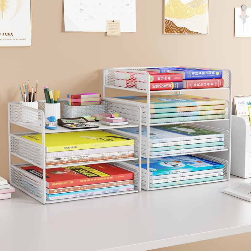 速发桌面置物架桌上简易书架家用书桌收纳小型放物办公室文件储置