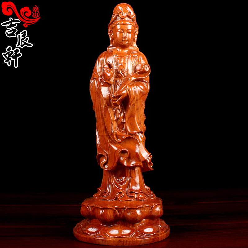 速发桃木观音家萨法相送保一菩观世音佛像观音家居饰品摆件