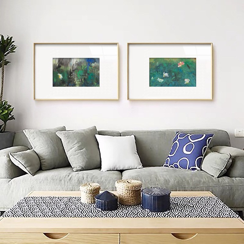 速发新中式装饰画水墨荷花茶室客厅日式酒店挂画办公室禅意简约壁图片