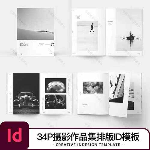 摄影作品集画册设计id模板素材极简风版式源文件indesign排版素材