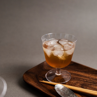 精致透明直口杯水晶玻璃高脚杯鸡尾酒杯家用下午茶甜品杯调饮杯