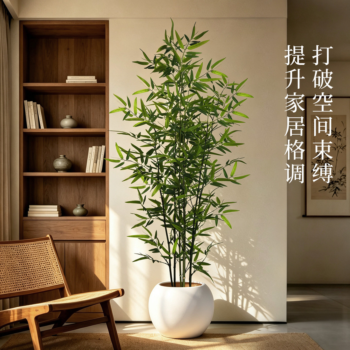 高品质轻奢仿真竹子客厅盆栽