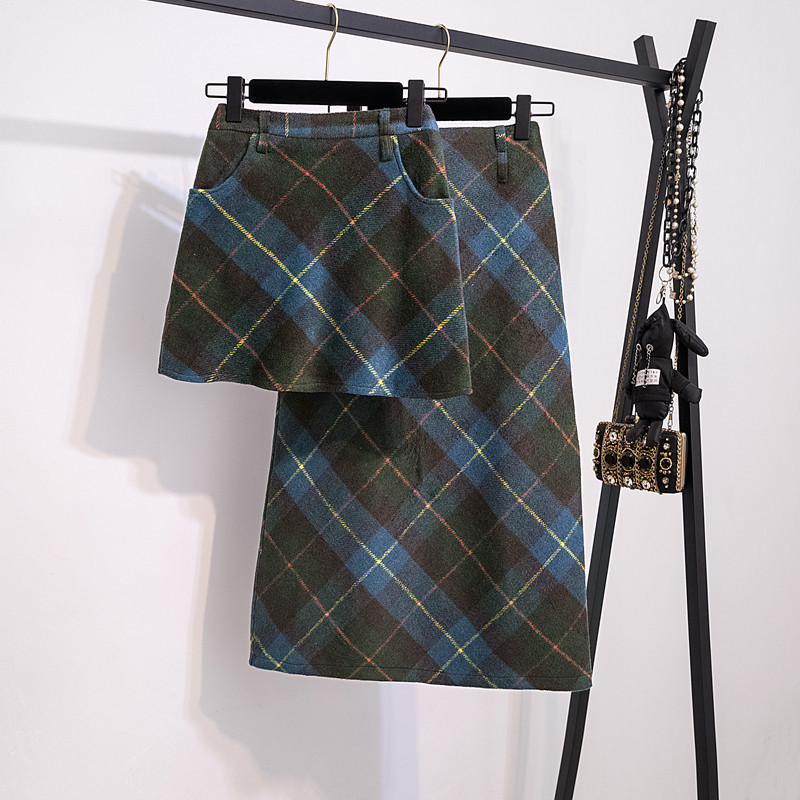 大码胖mm美式复古毛呢格子半身裙女秋冬高腰显瘦a字包臀格纹裙子,女装/女士精品,大码半身裙,淘宝优惠券,粉丝福利购,淘宝优惠卷