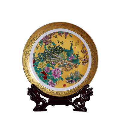景德镇陶瓷挂盘饰珐ZSR彩装饰盘子家居工艺装品品瓷器件礼琅品