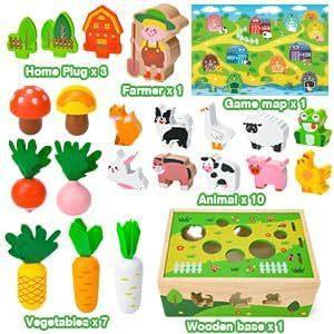 E/PC儿童动63物C场拔萝卜智力盒动物C形状配对盒早教益农智木制玩