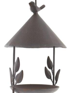 铁质做旧小鸟房子喂鸟器工艺摆件铁质挂件花园装饰