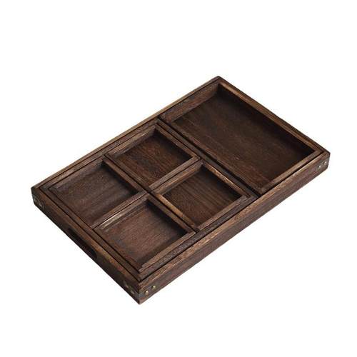 日式桐木制托盘客厅七件套围炉煮茶点心盘结婚订婚干果点心收纳盘