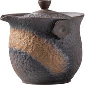 粗陶鎏金茶壶泡茶盖碗茶杯单个家用陶瓷功夫茶具手抓壶日式 冲茶壶