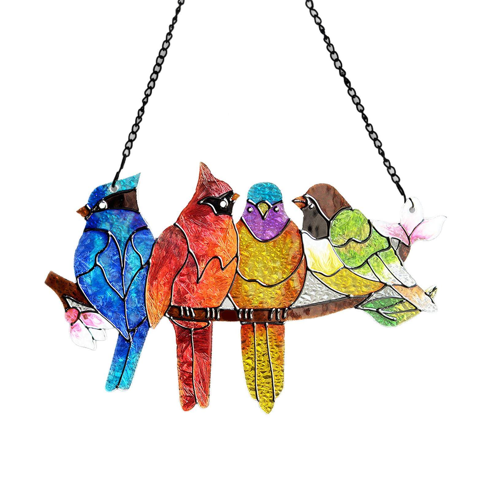 2025爆款窗户挂四鸟玻家璃工艺品户外阳光摆捕捉器件居饰彩色四只,家居饰品,装饰摆件,淘宝优惠券,粉丝福利购,淘宝优惠卷