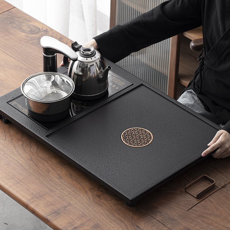 仿乌金石茶盘家用茶具茶台储水排水式干泡台轻奢现代托盘实木套装