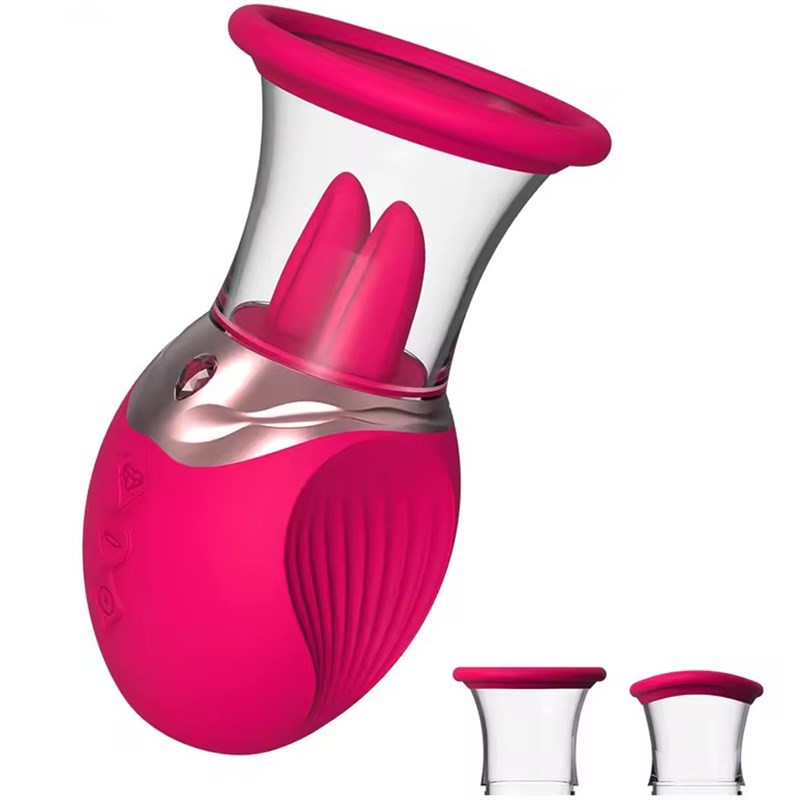 Sucker Tongue Licking Vibrator with Sucking Cup Nipple Women
