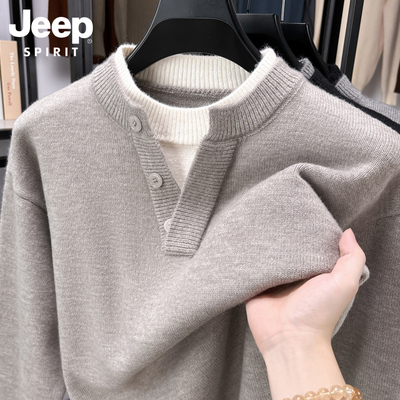 吉普套头柔软圆领毛衣