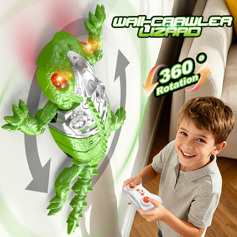 跨境电动遥控爬墙蜥蜴变色龙仿真爬行充电壁虎动物遥控车男孩玩具