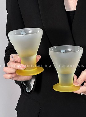 速发淋皿 法式复古vitage磨砂圣代冰淇趣杯子甜品酸奶冷饮杯璃玻