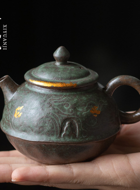 速发青铜绿描金陶瓷茶壶泡茶家用402水新款过滤茶2壶单壶茶