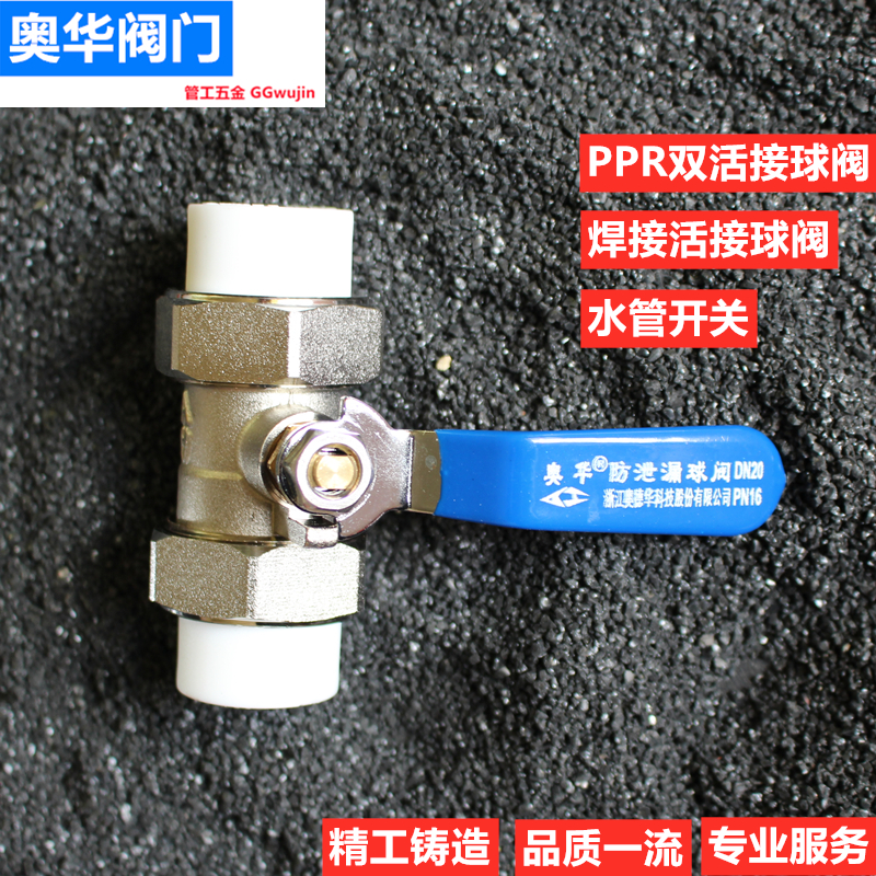 速发双活接黄铜球头PPR水管配件门关接阀热熔20开关6分25阀开