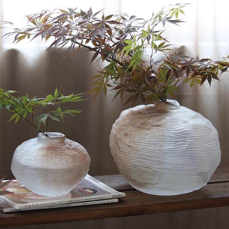 北欧简约创意玻璃花瓶纹理设计家居客厅电器柜茶几插花装饰摆饰