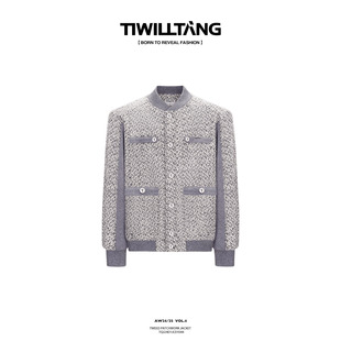 TIWILLTANG启世录“旎霁陨域”高智矜典粗花呢拼接秋冬夹克外套男