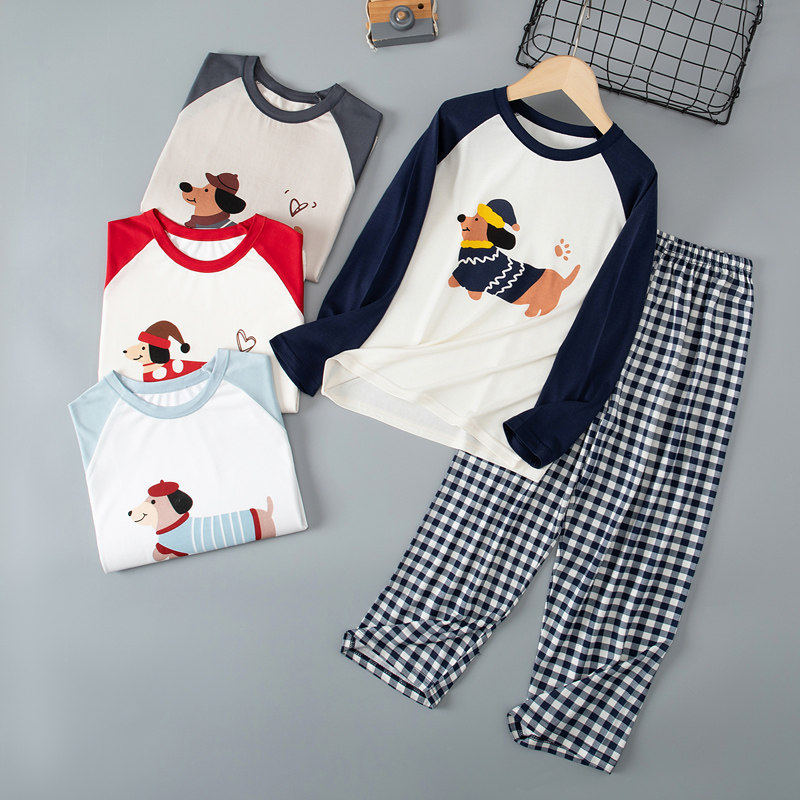 儿童莫代尔春秋睡衣秋衣秋裤套装薄款夏季长袖男童女童家居空调服