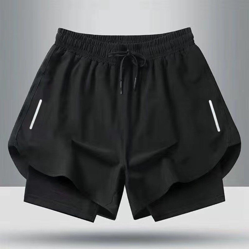 夏季运动田径马拉松跑步短裤宽松速干防走光带内衬训练健身三分裤