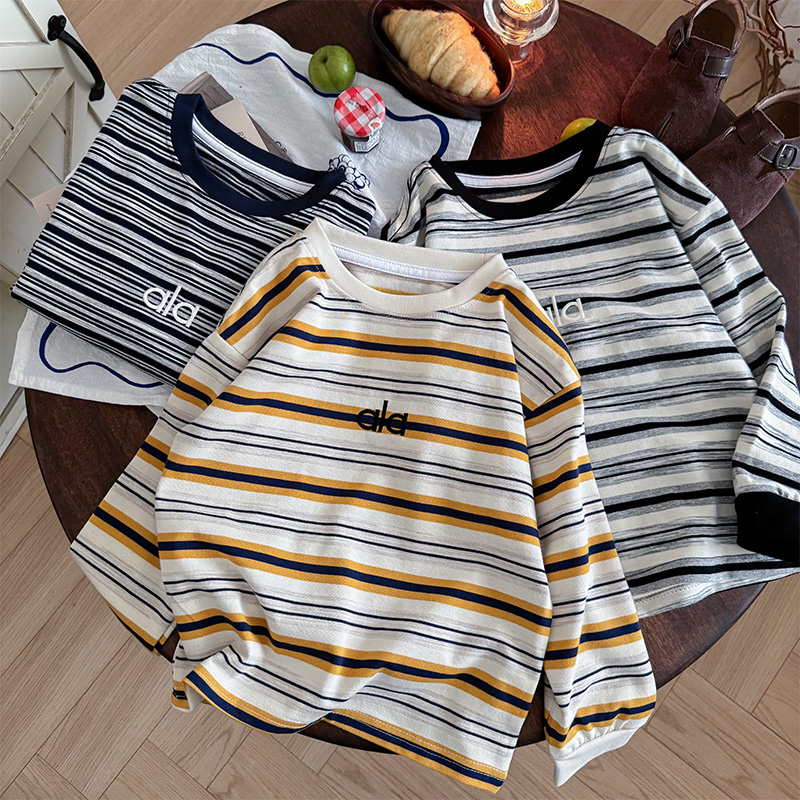 【交个朋友】-儿童秋季新款条纹刺绣长袖T恤DDY25289