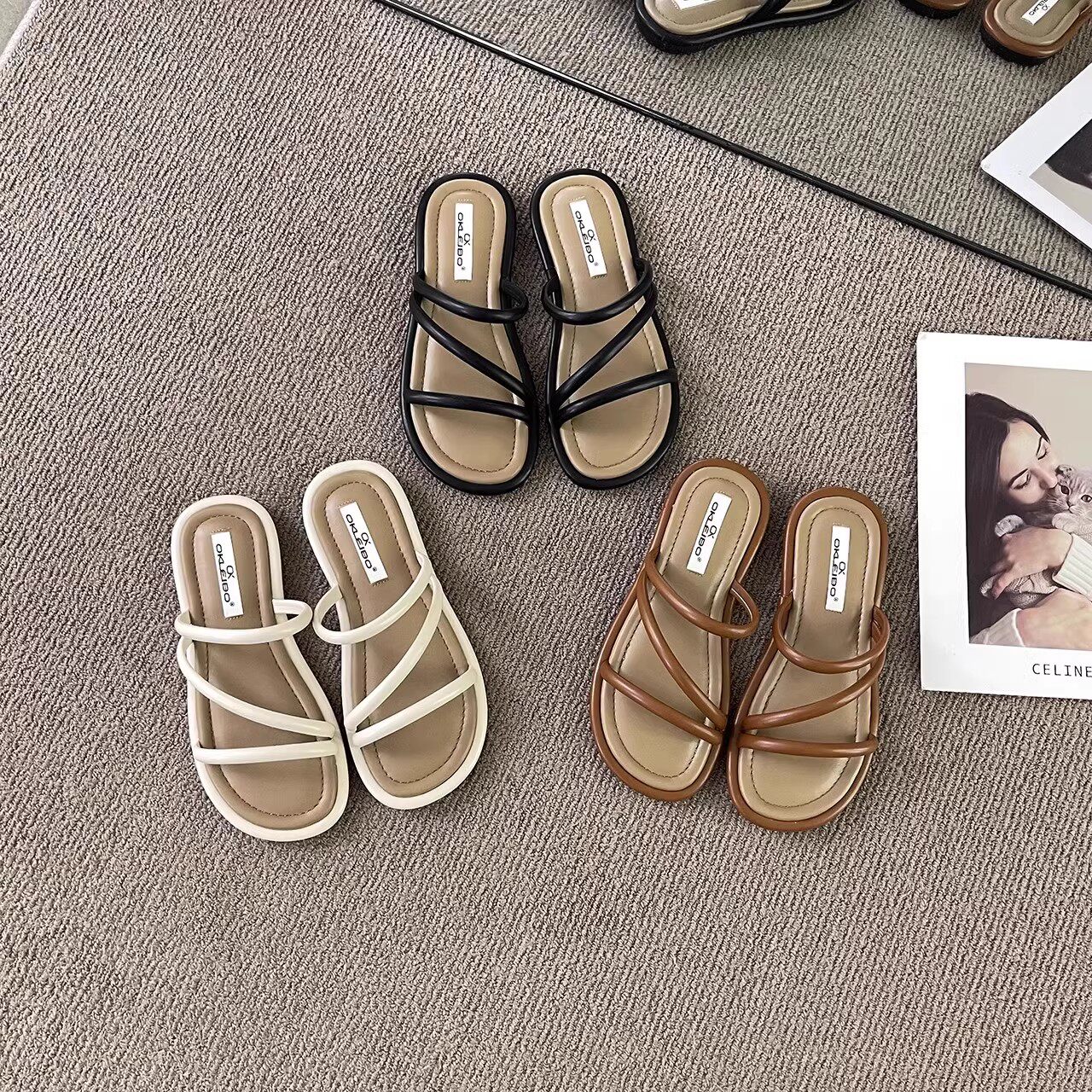 法式复古气质平底小凉拖女2025新款夏季仙女风配裙子拖鞋外穿凉鞋