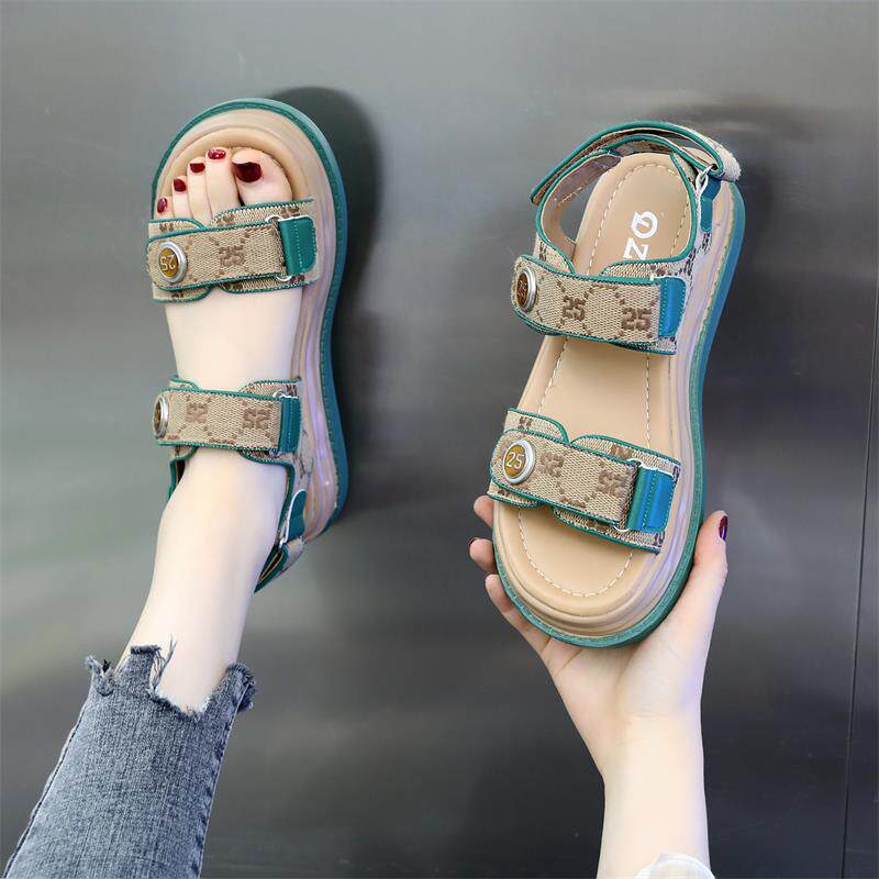 Cmr Diaz运动平底凉鞋女2024新款夏季厚底软底防滑大码女鞋罗马鞋