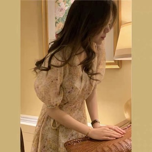 碎花雪纺连衣裙女 欧洲站2025夏装 新款 法式 减龄初恋甜美长裙泡泡袖