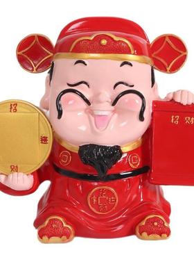 家居摆件财神爷门店收银台桌面装饰招财进宝财神树脂工艺品中式