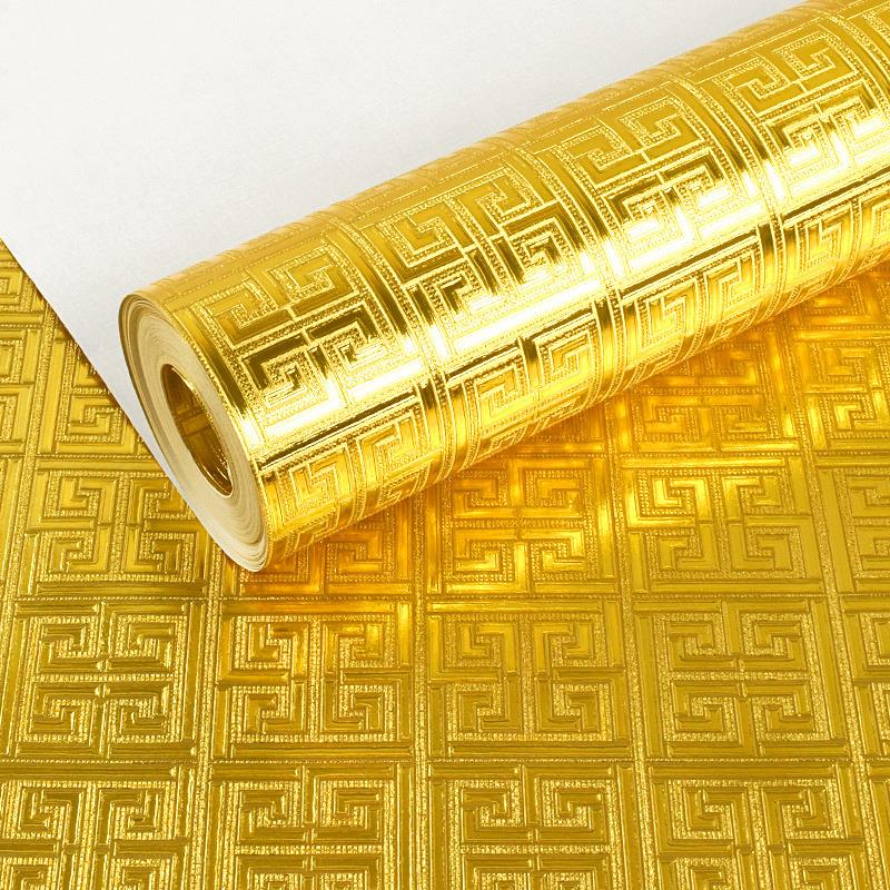 金黄色金箔壁纸ktv闪光反光客厅天花板吊顶新中式中国风格墙纸