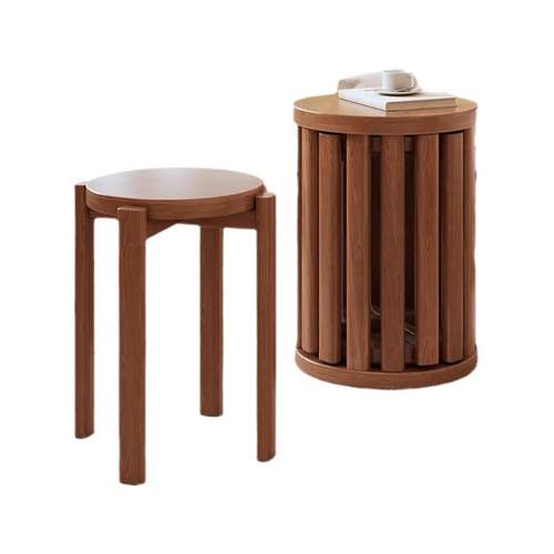 实木凳子茶几家用可叠放圆凳现代吃饭登子餐桌凳新中式叠叠乐凳子