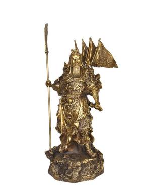 铜九龙关公关羽神像大中小铜关公摆件五旗关公