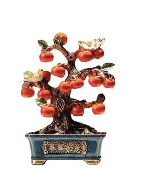 颜值柿柿如意盆栽装饰品家用客厅茶几桌面摆件喜庆吉祥乔迁礼品