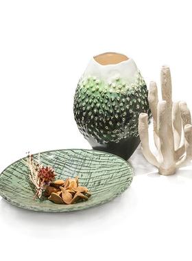 创意珊瑚海藻异型摆件样板间组合客厅玄关绿色简约果盘艺术装饰品