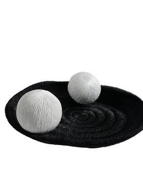 现代极简软极简托盘摆件装样板房间客厅茶几白色收纳桌面几何摆件