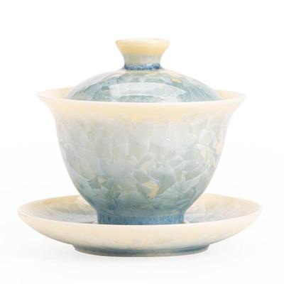 窑变结晶釉三才盖碗防烫高温陶瓷茶具家用大号泡茶碗高档功夫茶器