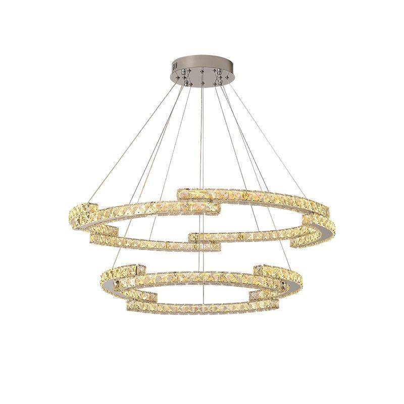 北欧创意客厅灯意式轻奢风水晶吊灯现代简约双环饭厅餐桌卧室吊灯,家装灯饰光源,智能吊灯,淘宝优惠券,粉丝福利购,淘宝优惠卷