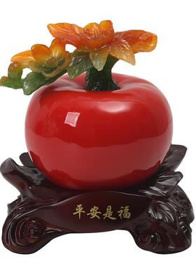 平安是福苹果摆件创意家居客厅酒柜玄关柿子装饰品乔迁新居礼物