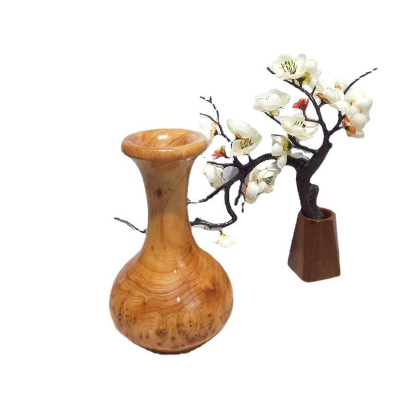 中式美观送礼香杉木工艺品插花瓶木质摆件根雕装饰花瓶手工根雕