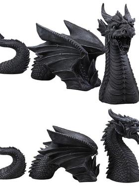 新款手工龙摆件黑白三节龙装饰摆件花园庭院装饰品树脂工艺品