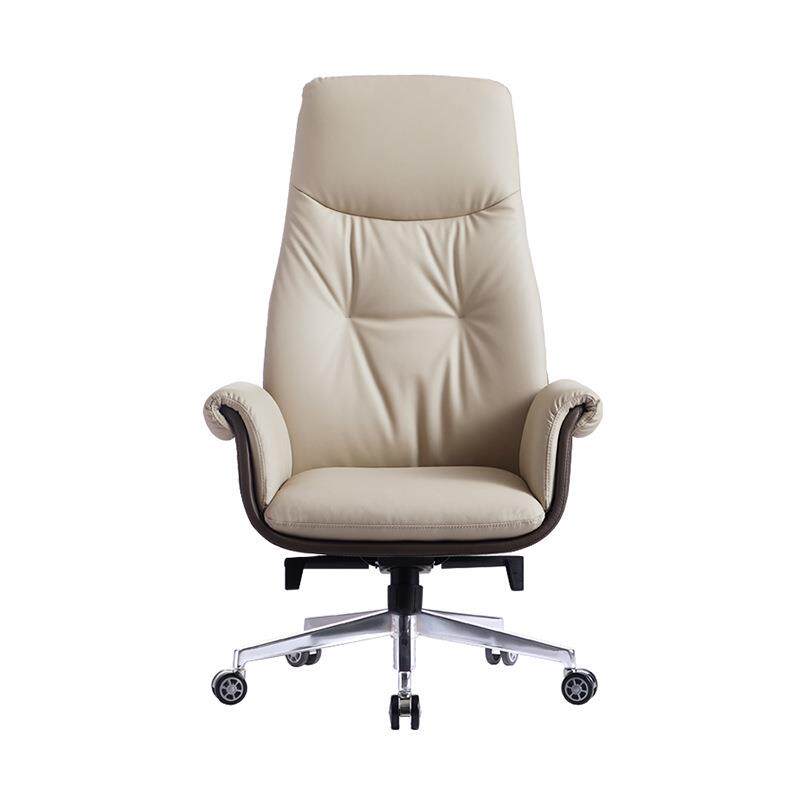 商务办公室老板椅人体工学电脑椅舒适久坐皮质大班椅升级旋转椅