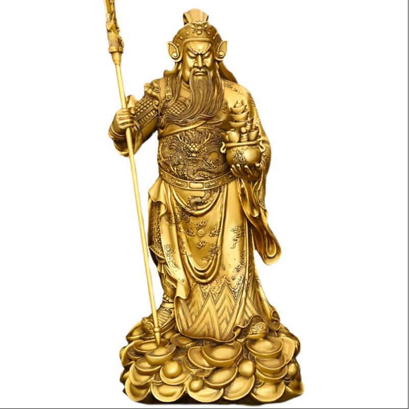 托宝关公摆件纯铜立刀关羽武财神关二爷家用客厅神像大号门店开业