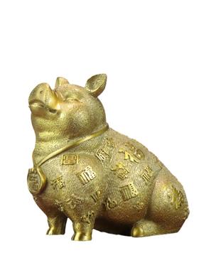 铜猪摆件十二生肖猪百福猪福字猪家居店铺铜猪摆件装饰