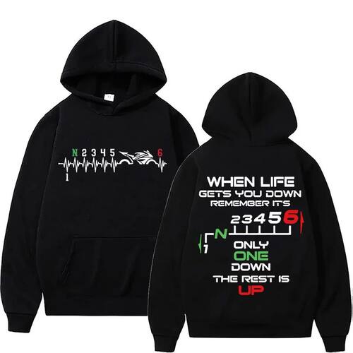 复古印花运动宽松男女连帽衫 Retro printed sports loose hoodie