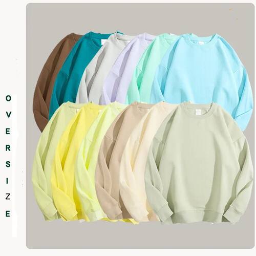 Solid color round neck long sleeved sweatshi情侣圆领长袖卫衣