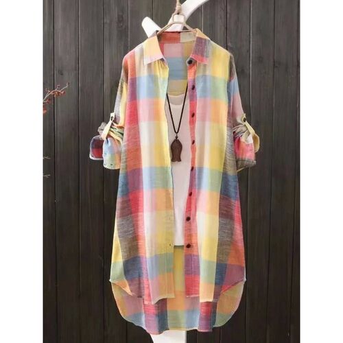 Checkered shirt plus long sleeved jacket格子衬衣大码长袖外套