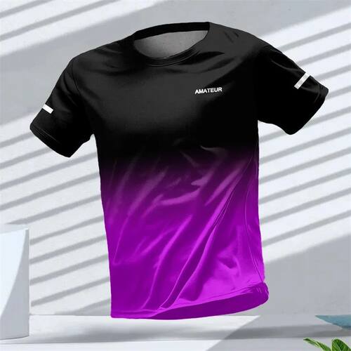 Men's T-shirt Outdoor Sports Running T-shirts Letter Gradien